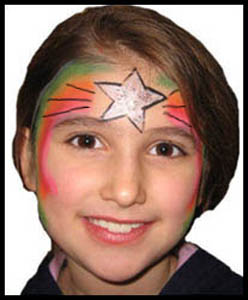 Child gets chanukah star for her facepainting at holiday party in Brooklyn ny