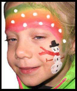 Lots of children choose a snowman as their facepainting at holiday parties