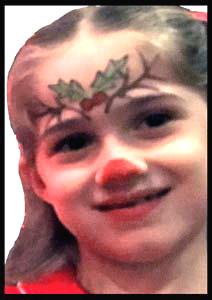 Rudolph is popular face painting choice for children at holiday parties