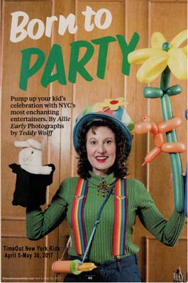 Time Out Kids magazine featured Daisy Doodle as enchanting entertainer in article on childrens birthday parties in nyc