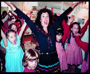 Performer Daisy Doodle leads kids dancing at princess birthday party in Bronx NYC