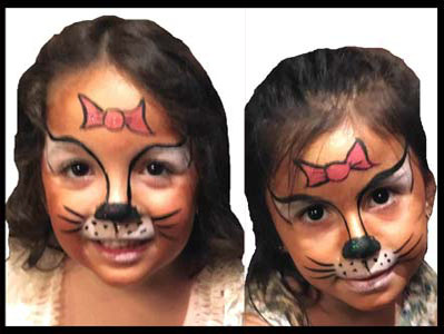 These girls get facepainted as Hello Kitty at childrens birthday party Brooklyn NYC
