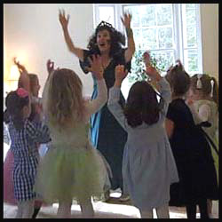 Daisy Doodle leads kids party dance entertainment at princess birthday party in Bronx NYC