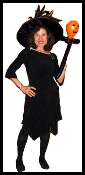 Kids magician Daisy Doodle dresses as witch for Harry Potter magic show and Halloween magic entertainment in Queens nyc