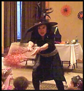Kids magician Daisy Doodle's dramatic musical opening number for childrens Halloween party in Manhattan NYC